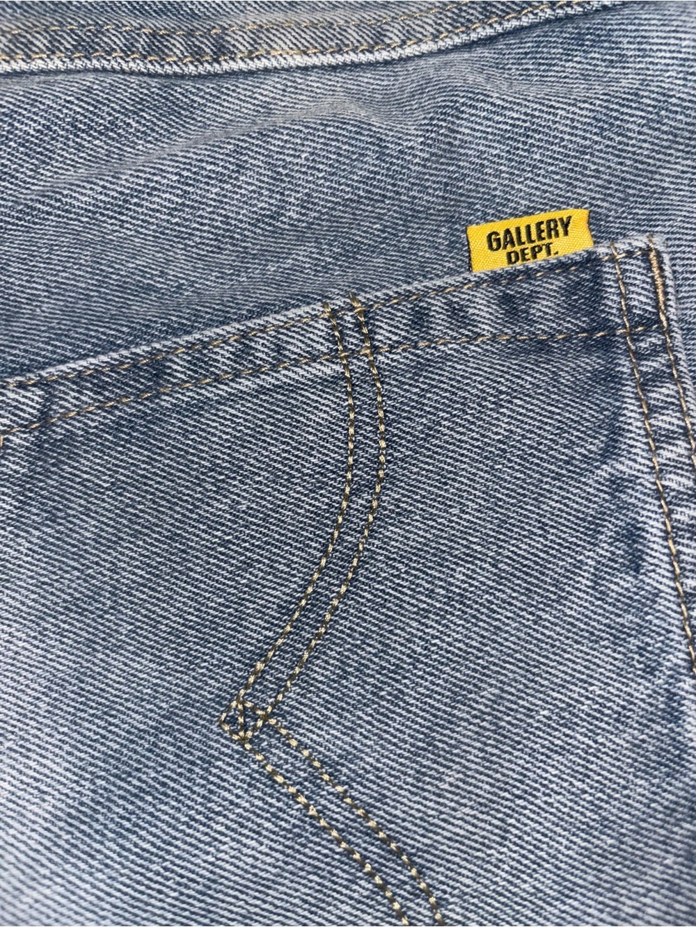 Gallery Dept Light Blue Flare Jeans with White Cross Details - Picture 9 of 10